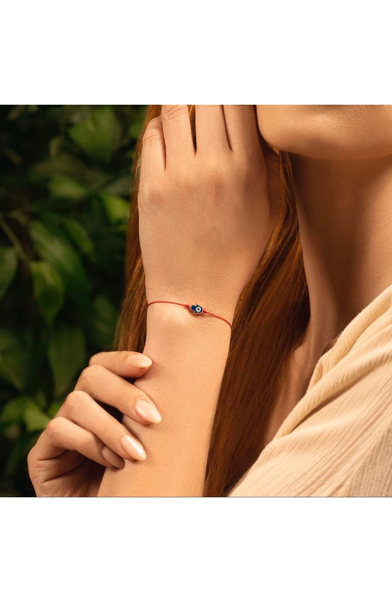 Karma and Luck Navy Enamel Hamsa Red String Adjustable Bracelet Ultimate Shield, Alternate, color, Red/Gold/Navy
