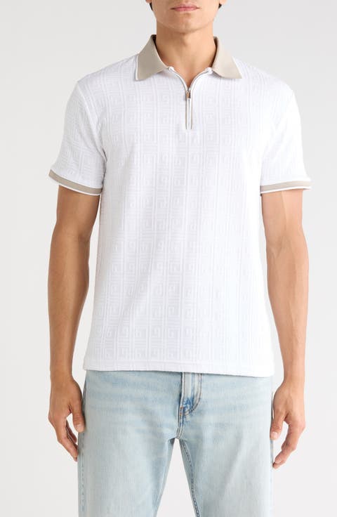 Textured Zip Polo