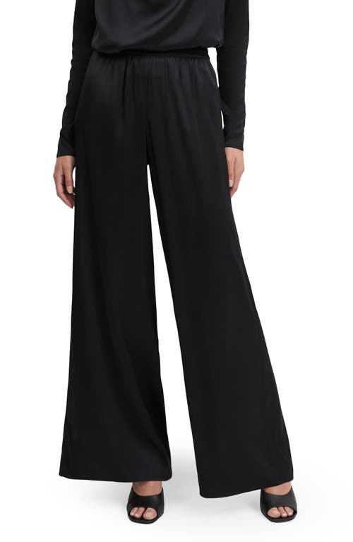 Favorite Daughter Tribeca Wide Leg Satin Pants In Black