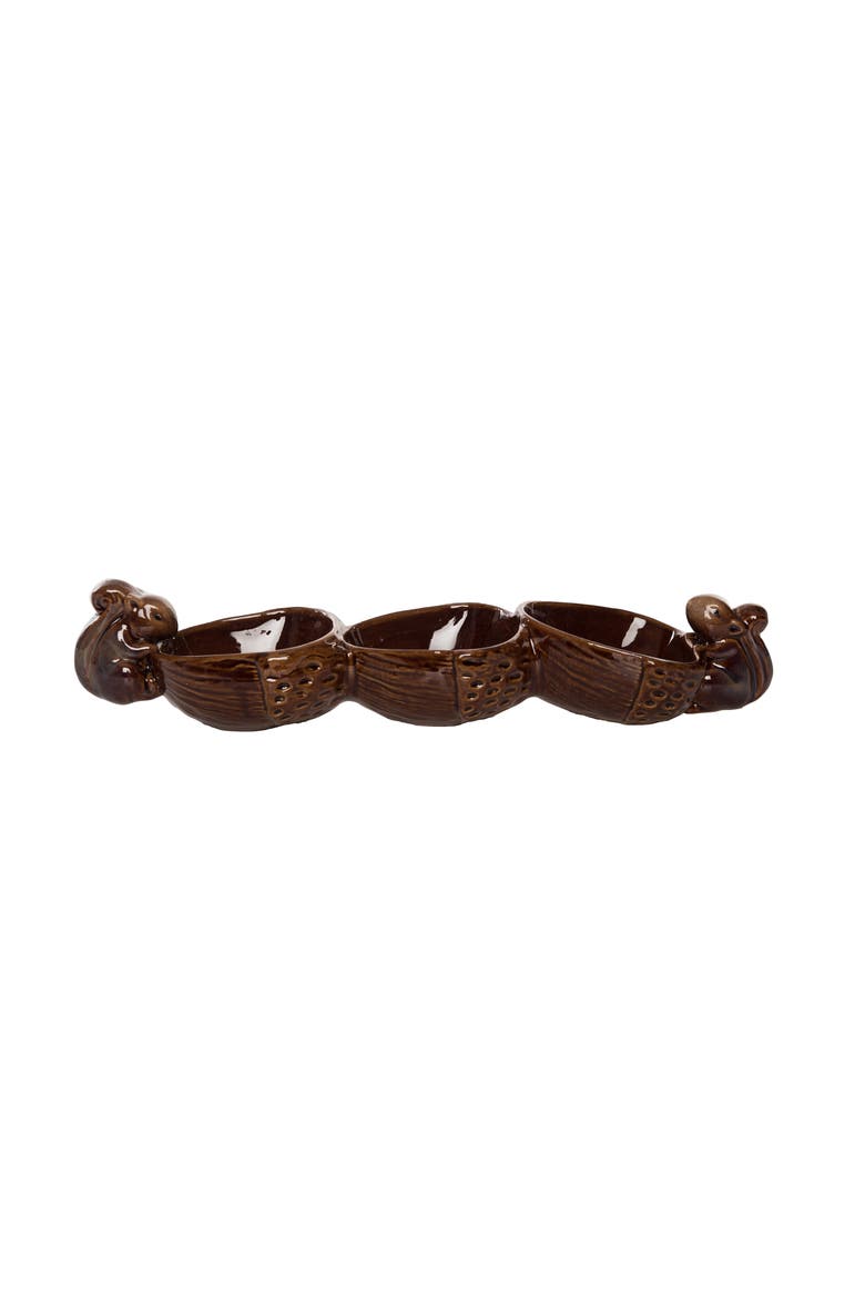 Brown Harvest Squirrel Acorn Bowl Decorative Ceramic Stoneware, Alternate, color, Brown