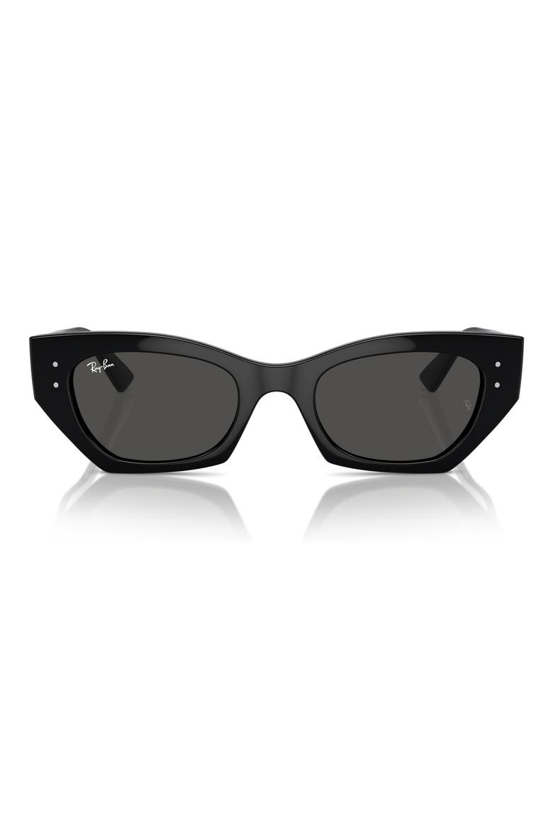 Zena 52mm Geometric Sunglasses, Alternate, color, BLACK / BLACK