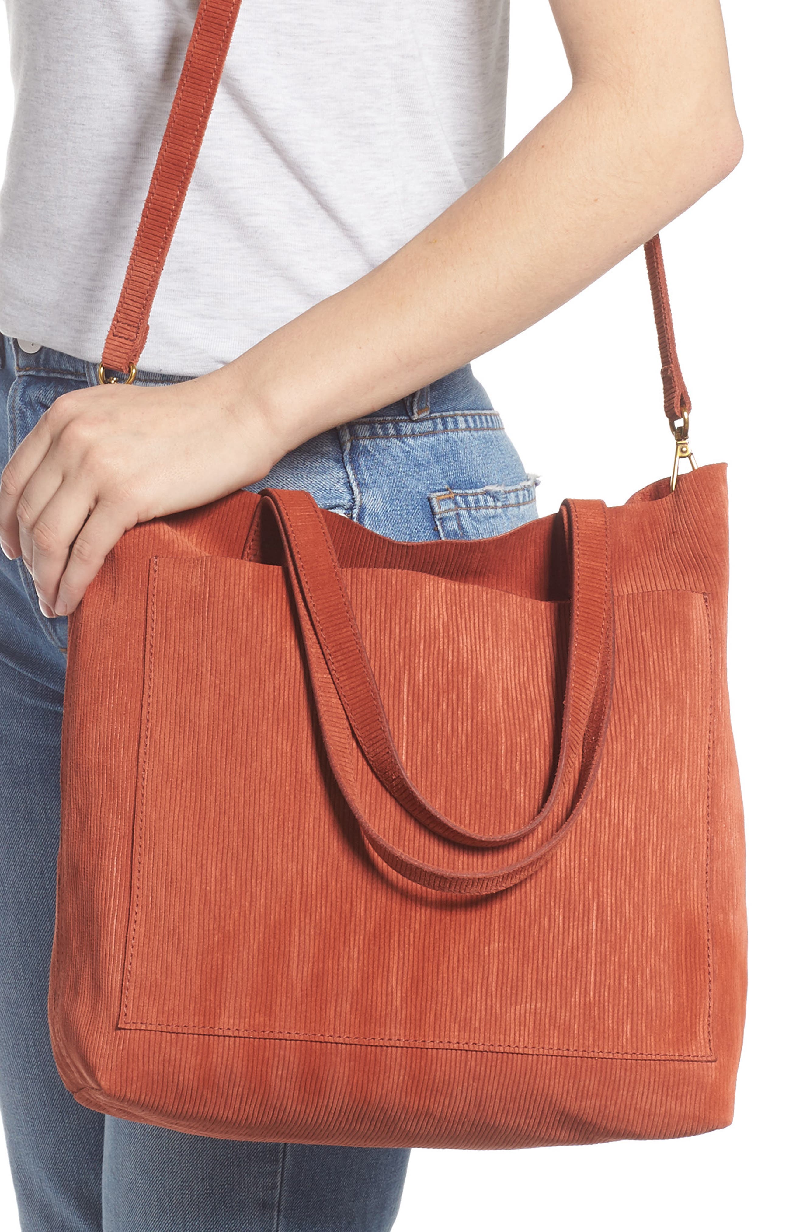 Madewell The Medium Transport Tote Corduroy Suede Edition, Alternate, color, 