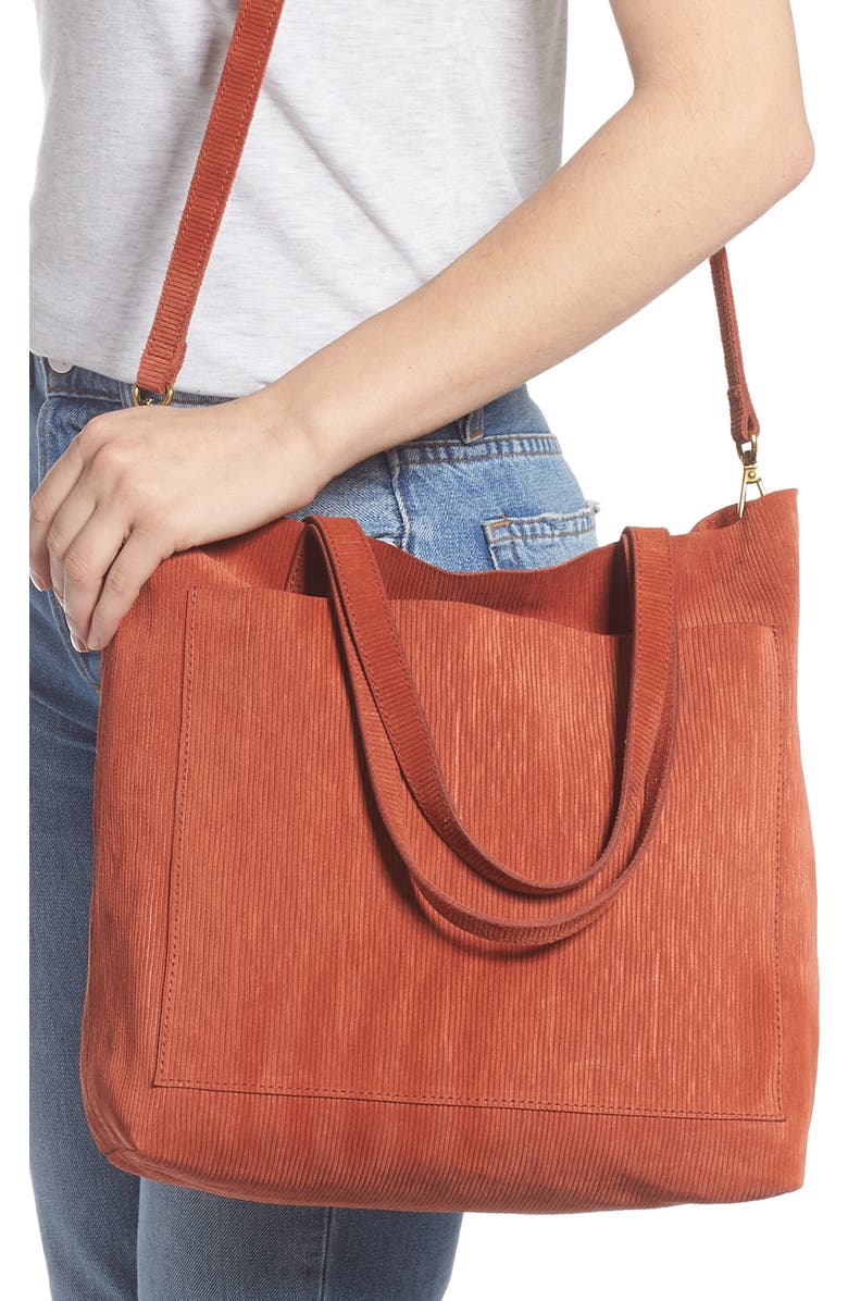 Madewell The Medium Transport Tote Corduroy Suede Edition, Alternate, color,
