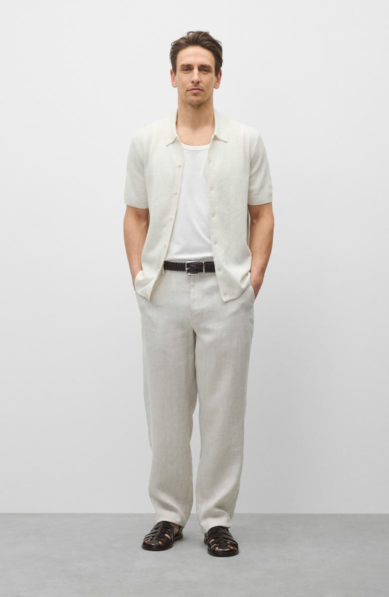 Reigning Champ Piazza Rib Cotton & Linen Full Button Cardigan, Alternate, color, Ivory