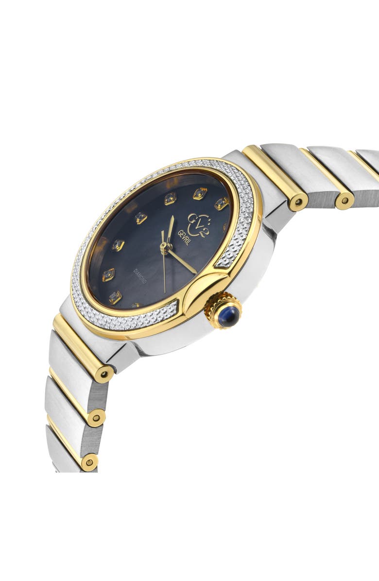 GEVRIL Sorrento Swiss Quartz Diamond Bracelet Watch, 32mm, Alternate, color, Two Tone