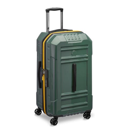 Delsey Paris Rempart Checked Medium Hardside Expandable Luggage Trunk With Spinner Wheels In Army Green
