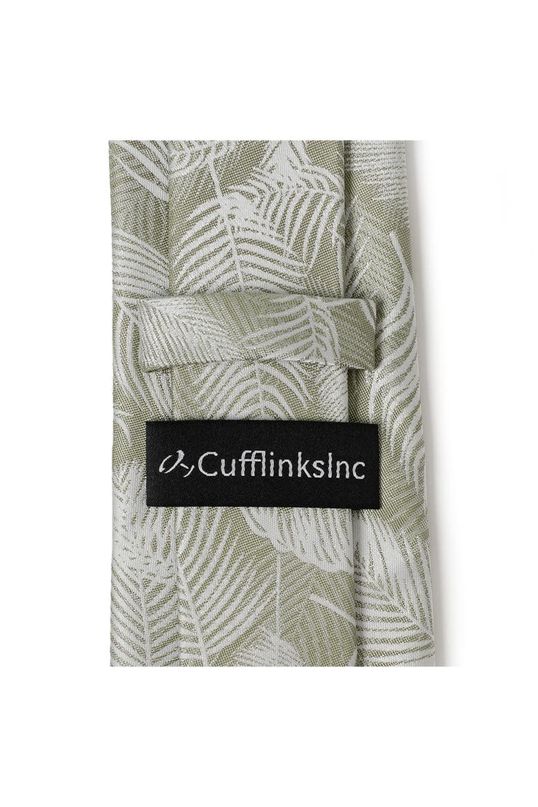 Palm Leaf Print Silk Blend Tie, Alternate, color, GREEN