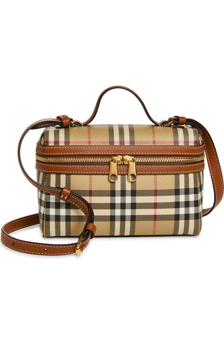 Burberry Check Coated Canvas Vanity Case, Main, color, Vntg Chk/ Briar Brown