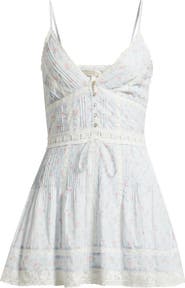 LoveShackFancy Zirelle Lace Trim Pintuck Cotton Mini Sundress
