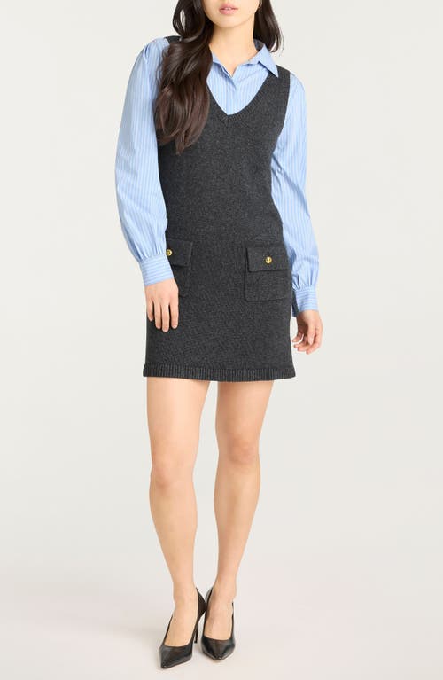 Cinq À Sept Vivianne Mixed Media Minidress In Gray