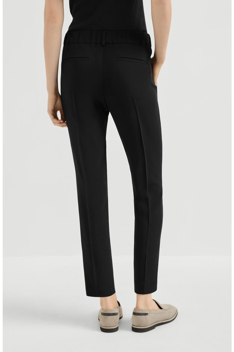 Silk and acetate crêpe cady tailored jogger trousers, Alternate, color, Black