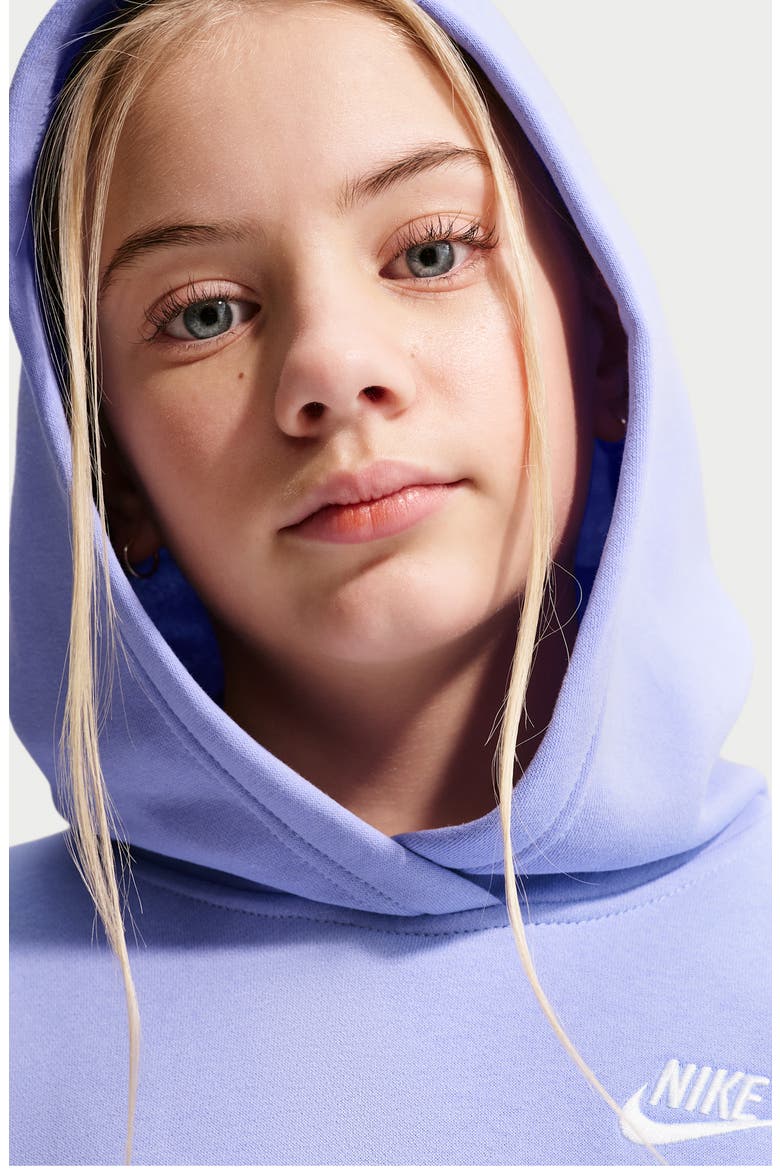 Kids' Club Fleece Oversize Pullover Hoodie, Alternate, color, LIGHT THISTLE/ WHITE