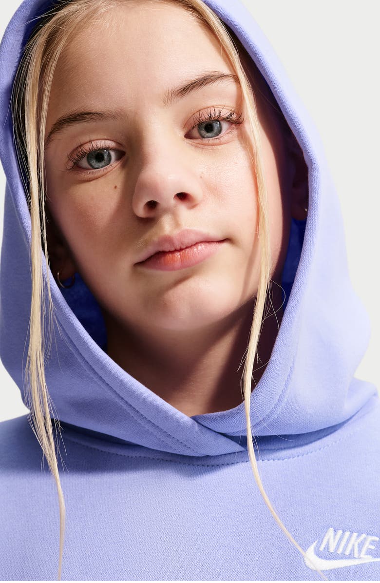 Nike Kids' Club Fleece Oversize Pullover Hoodie, Alternate, color, Light Thistle/ White