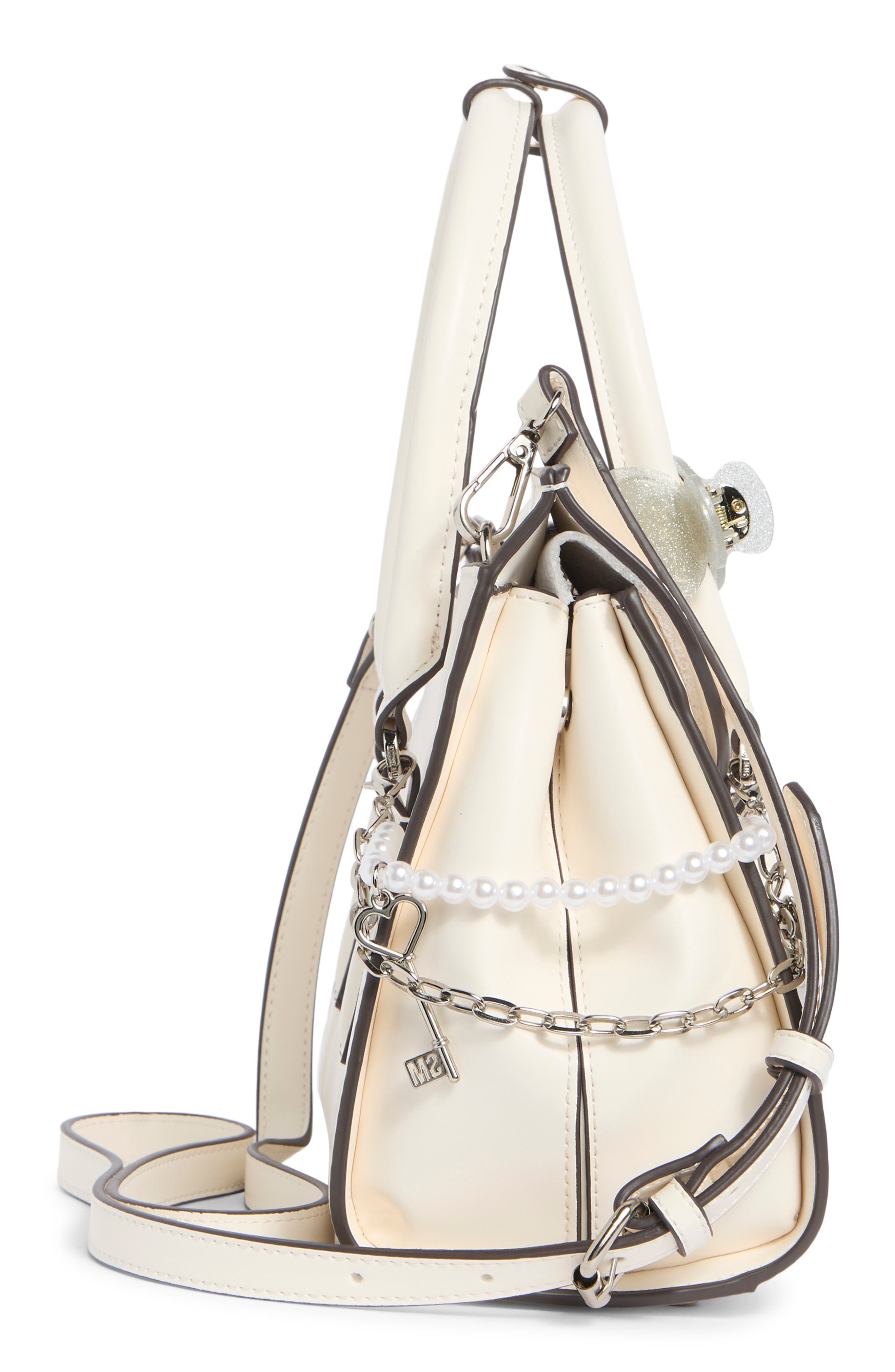 Steve Madden Bmimi Faux Leather Satchel, Alternate, color, Ivory