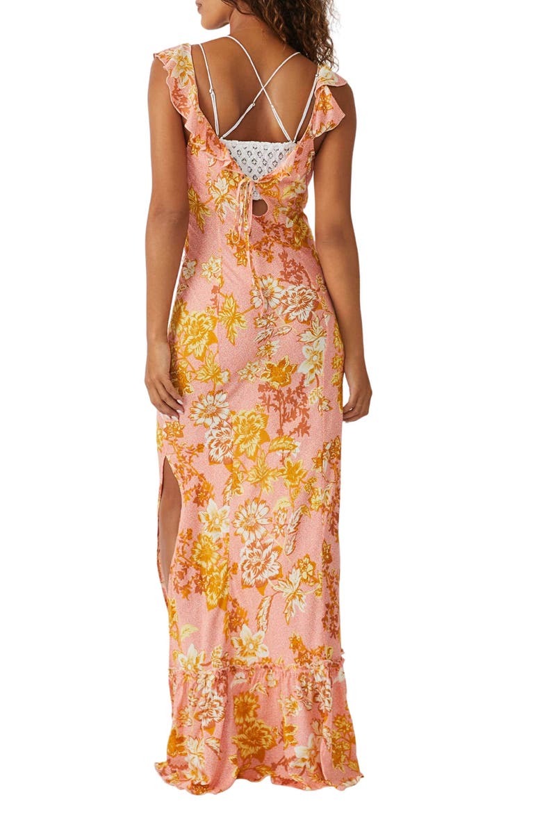 Remind Me Floral Print Maxi Dress, Alternate, color, CORAL COMBO