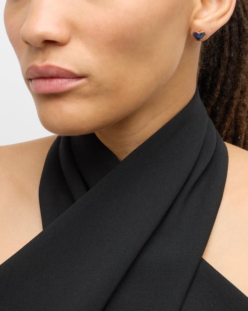 Jan Leslie Heart Stud Earring Set In Sterling With 18k Gold Overlay In Blue