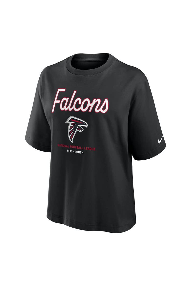 Women's Nike Black Atlanta Falcons Essential Script Relaxed Boxy T-Shirt, Alternate, color, Black