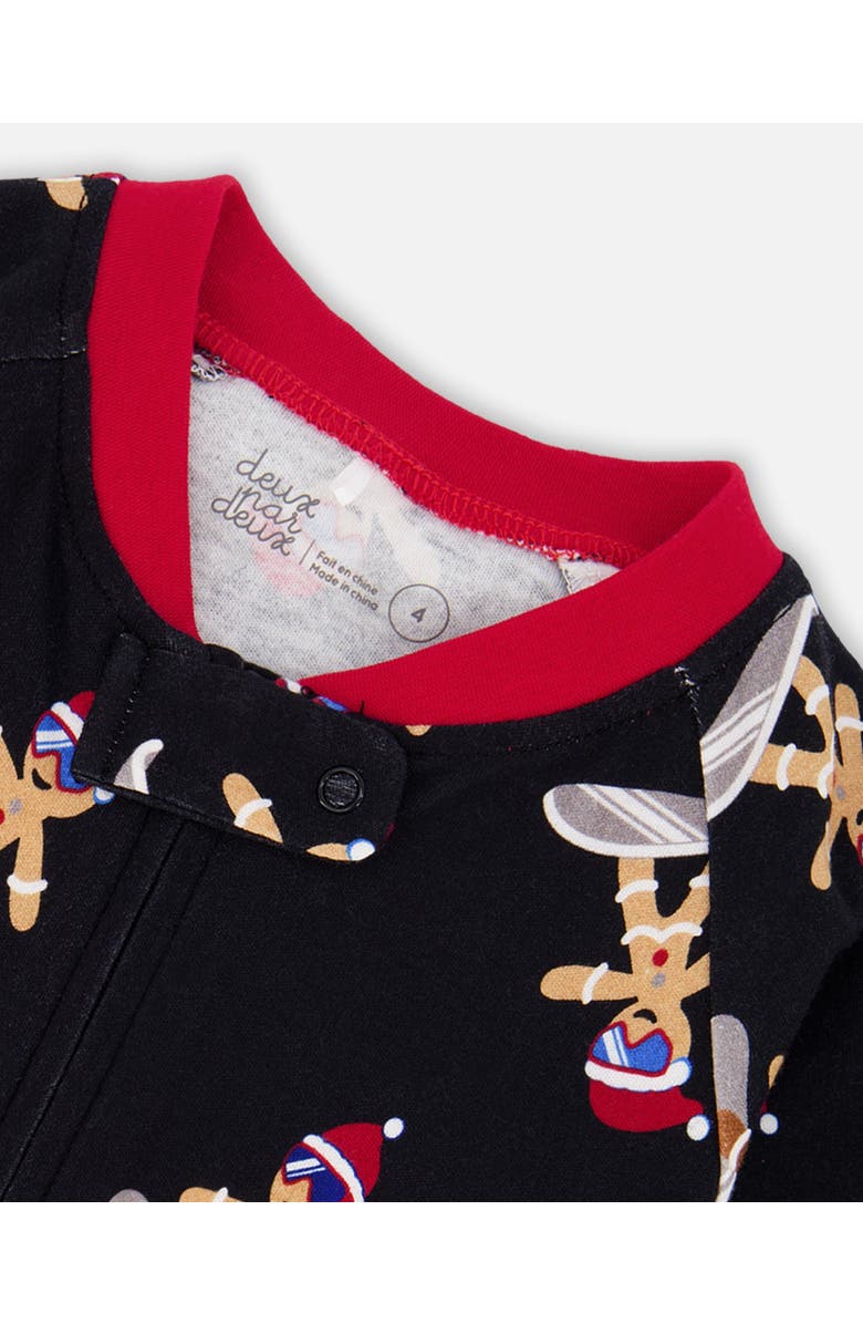 Deux par Deux Organic Cotton Interlock One-Piece Pajama Cookie, Alternate, color, Black