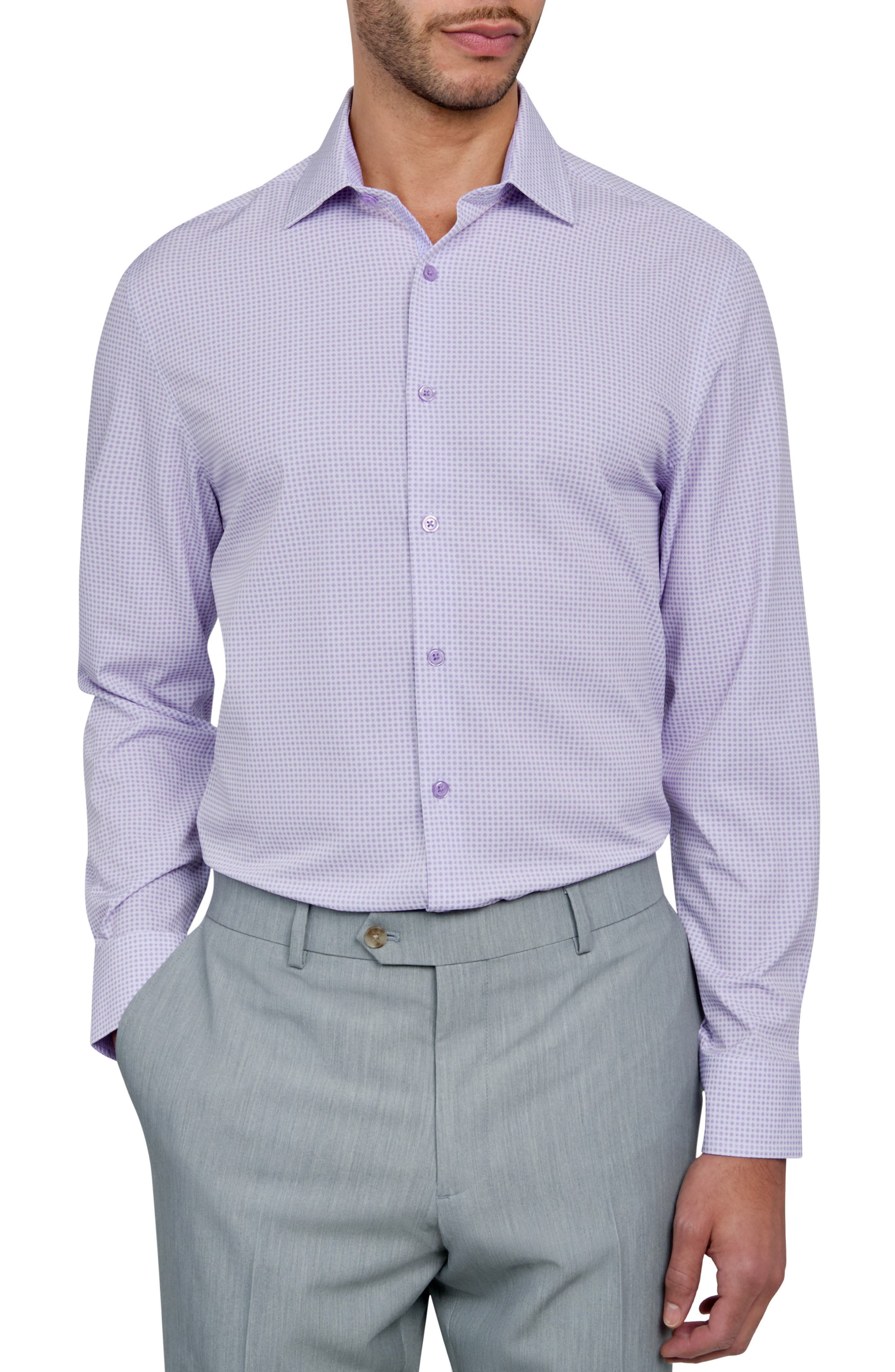 W.R.K Slim Fit Flower Geo Print Recycled Performance Stretch Dress Shirt