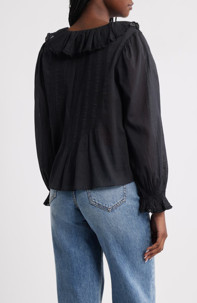DÔEN Hardy Ruffle Pintuck Organic Cotton Top, Alternate, color, Black