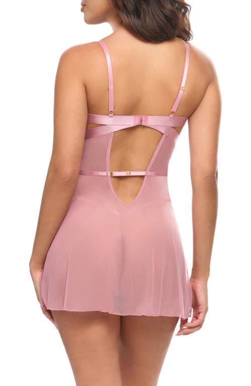 Oh La La Cheri Flora Sheer Lace Babydoll In Pink