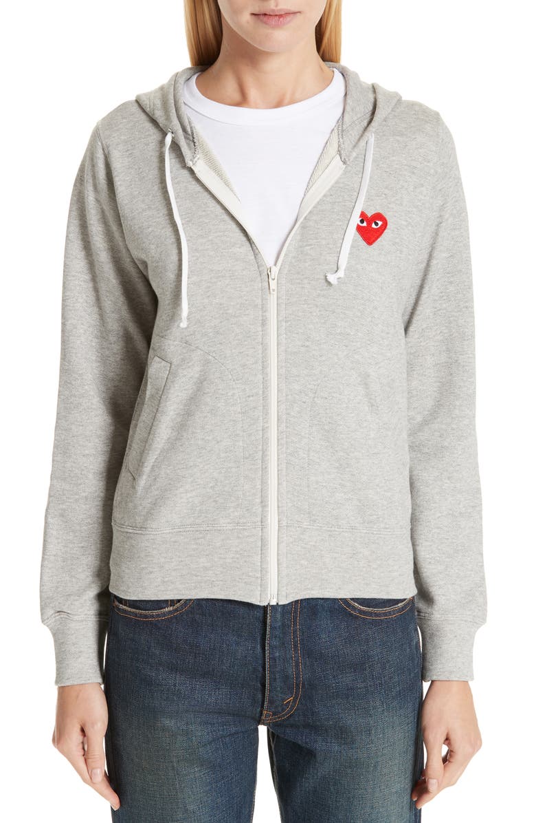 Comme des Garçons PLAY Logo Graphic Zip-Up Hoodie, Main, color, 