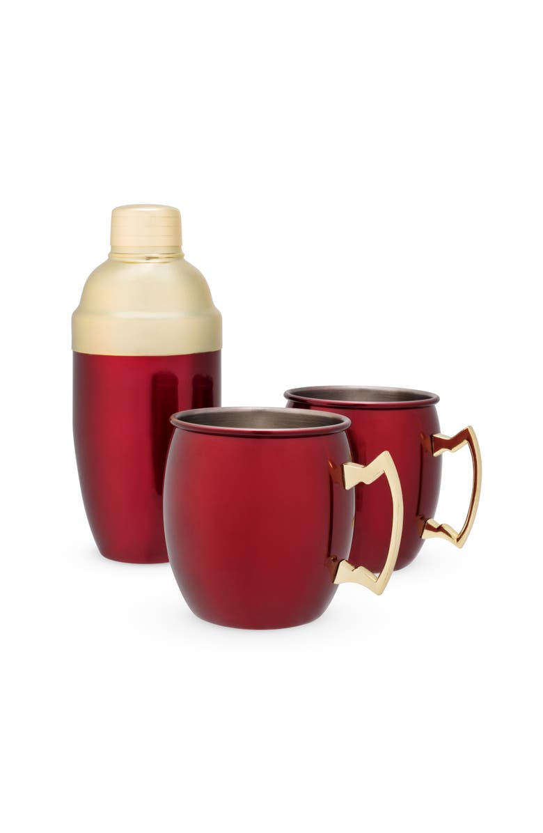 TWINE Moscow Mule Mug & Shaker Gift Set in Red, Alternate, color, Red
