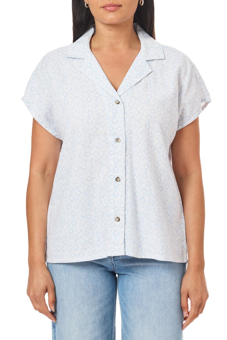 Clarita Linen All Over Print Shirt, Main, color, SKYWAY SHOBORI FANS