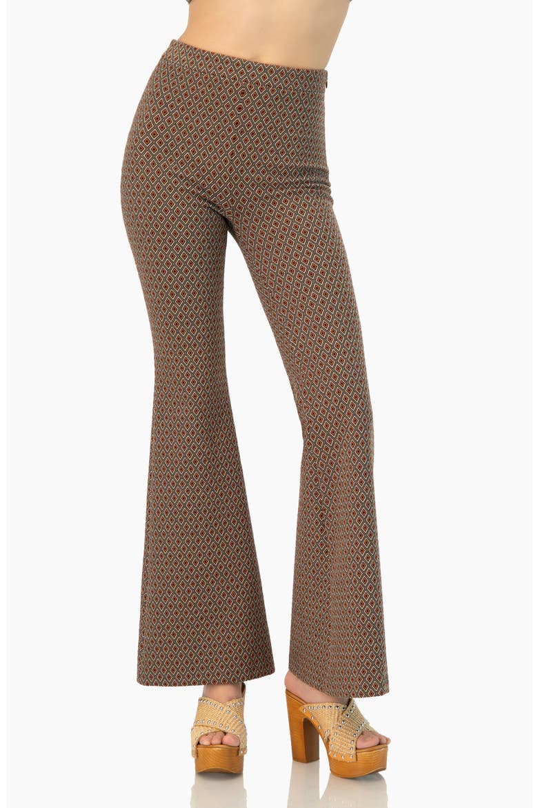 Geometric Jacquard Flared Pants, Main, color, Brown