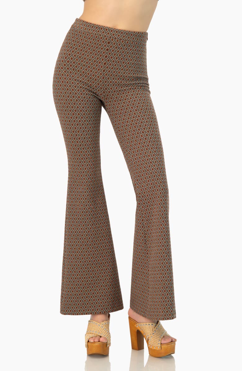 IVONNE Geometric Jacquard Flared Pants, Main, color, Brown