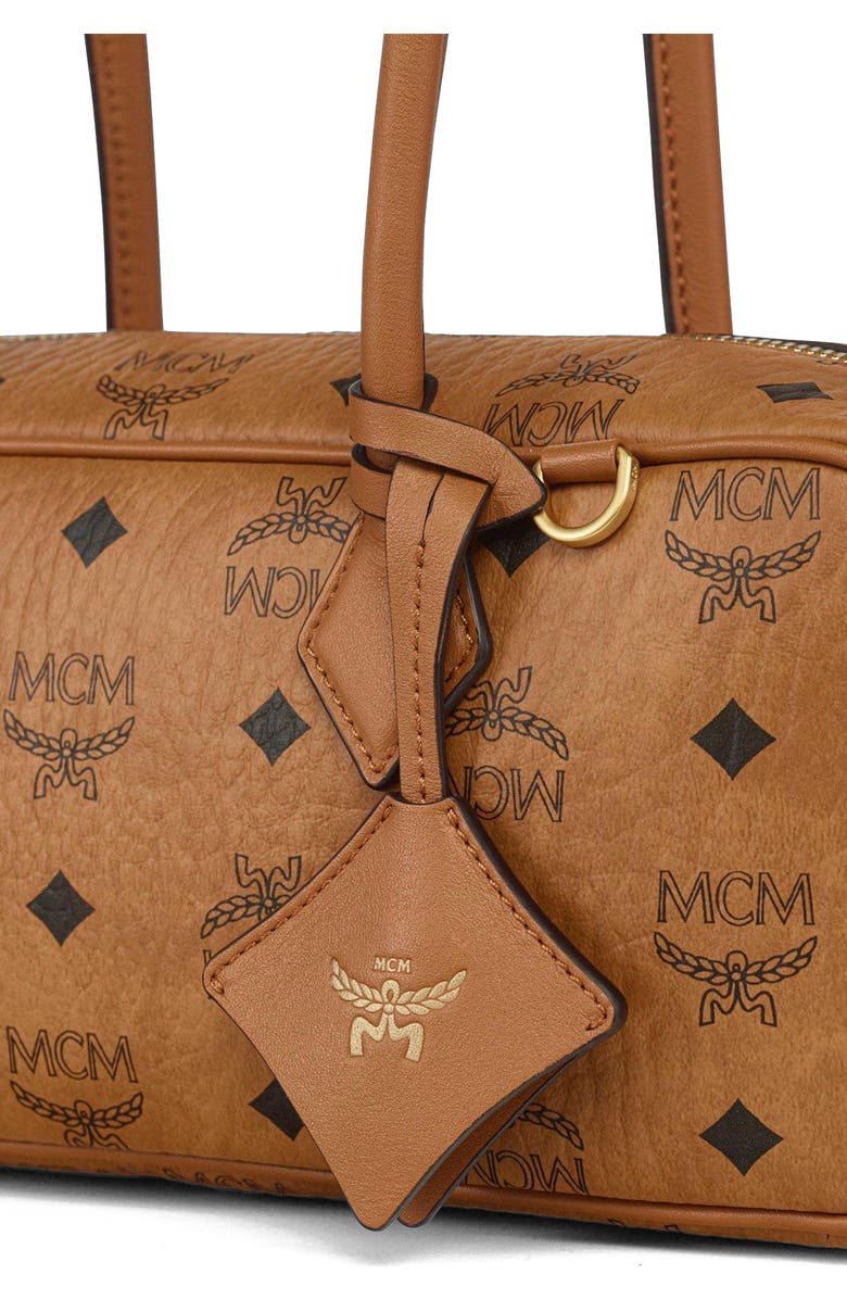 MCM Small Aren East West Shoulder Bag in Visetos, Alternate, color, Cognac