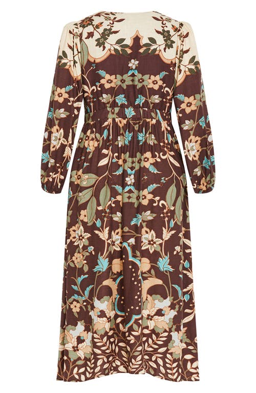 City Chic Florence Long Sleeve Maxi Dress In Forever Florence