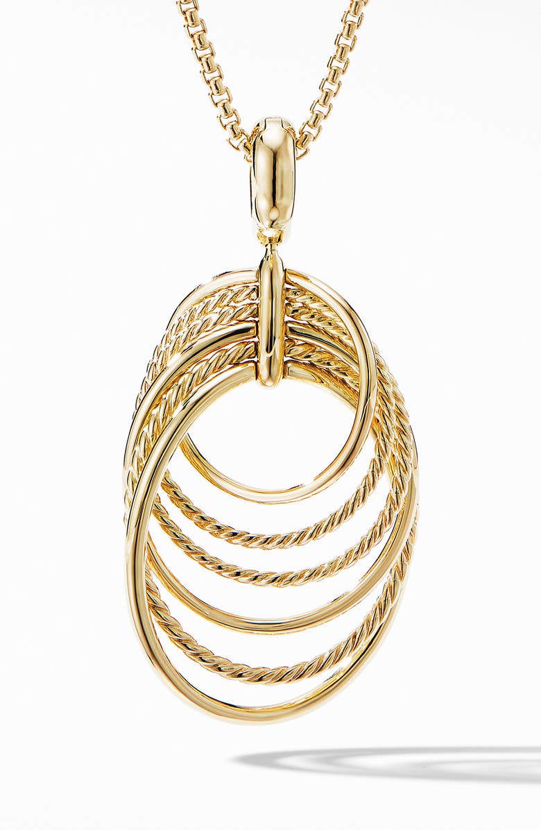 David Yurman Origami Pendant Necklace in 18K Yellow Gold with Diamonds, Alternate, color,