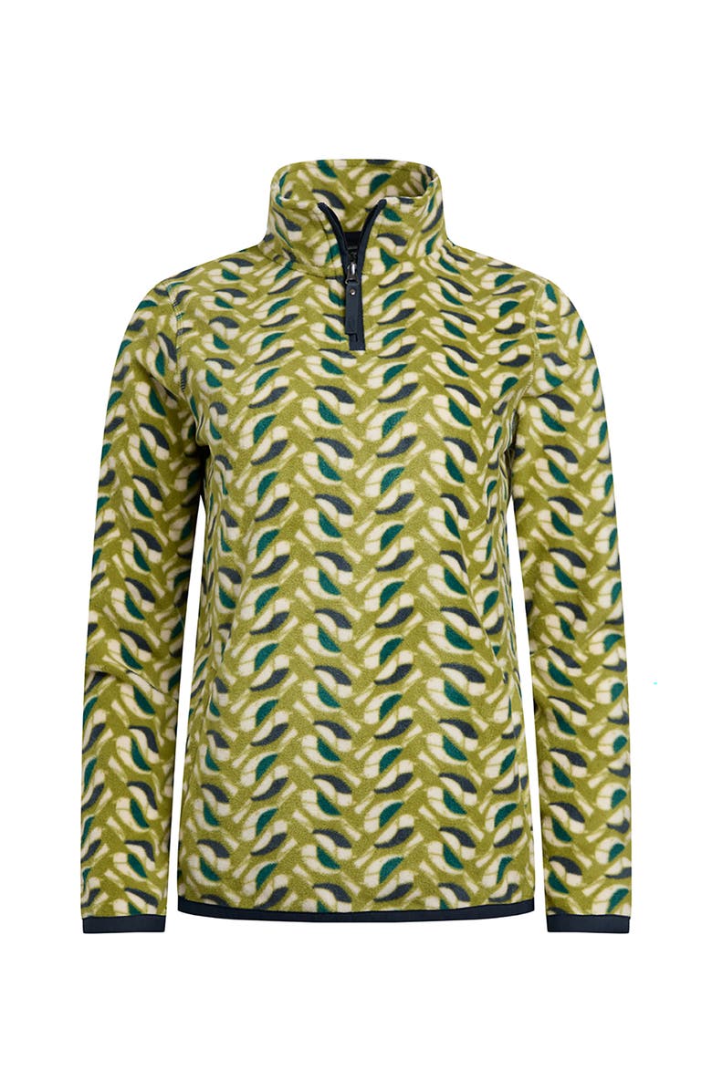 Weird Fish Reena 1/4 Zip Printed Microfleece, Alternate, color, Warm Olive
