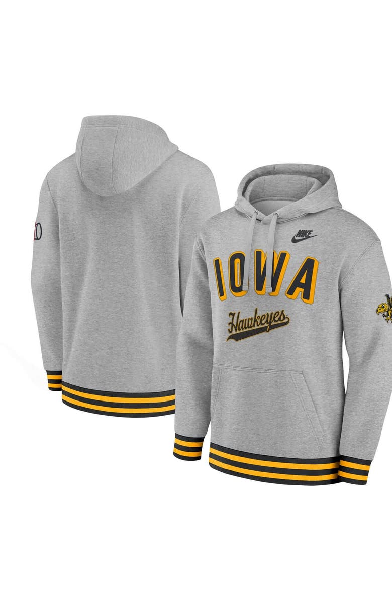Nike Men's Nike Heather Gray Iowa Hawkeyes Legacy Retro Pullover Hoodie, Main, color, Heather Gray