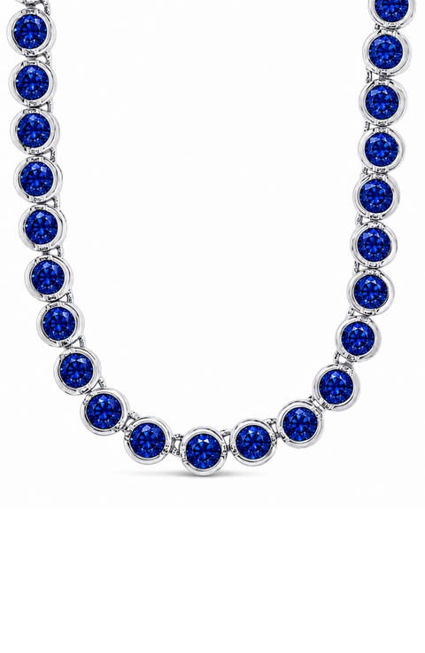 Helene Bezel Sapphire Cubic Zirconia Tennis Necklace