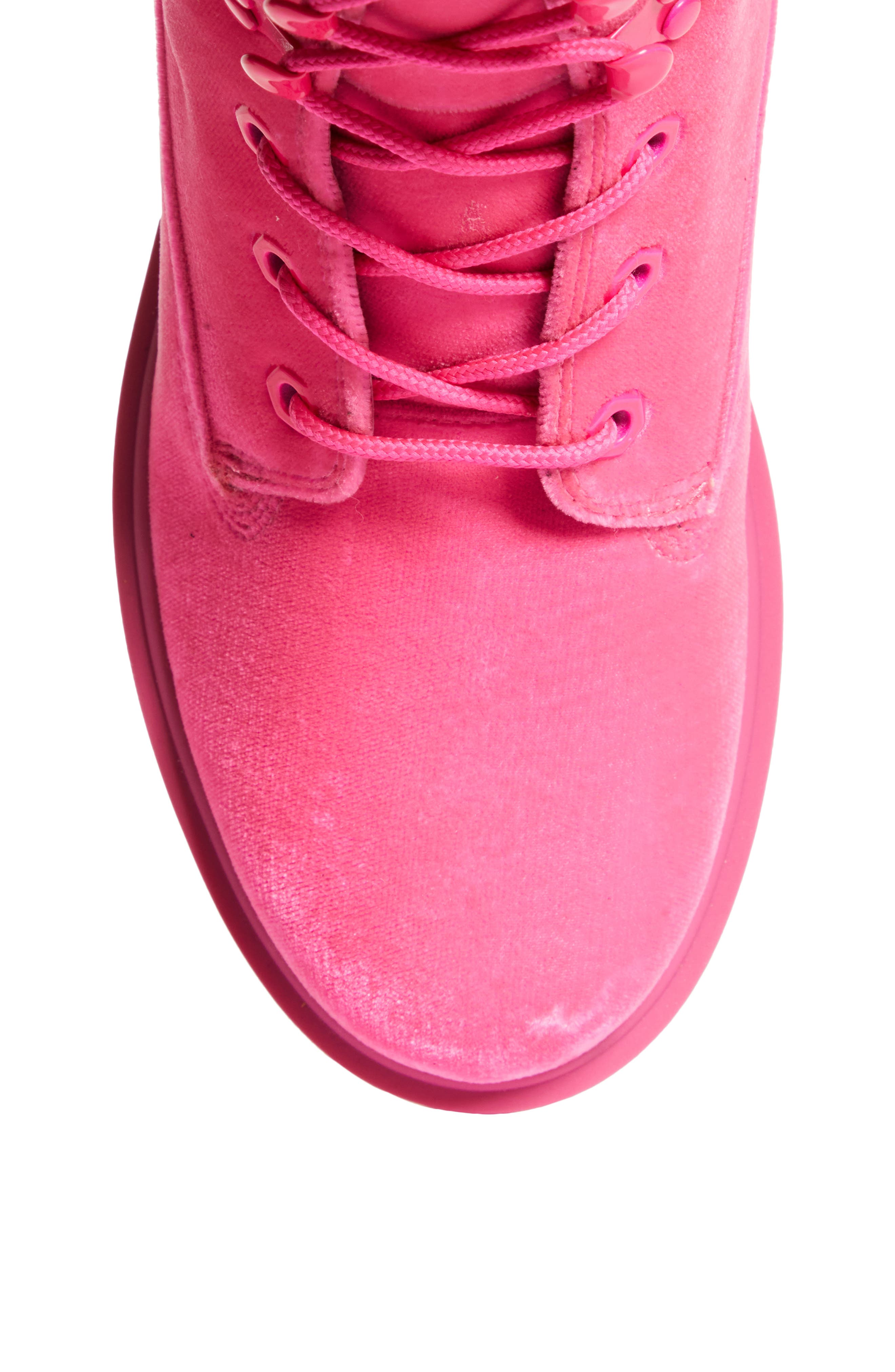 x Timberland Velvet Hiking Boot, Alternate, color, HOT PINK