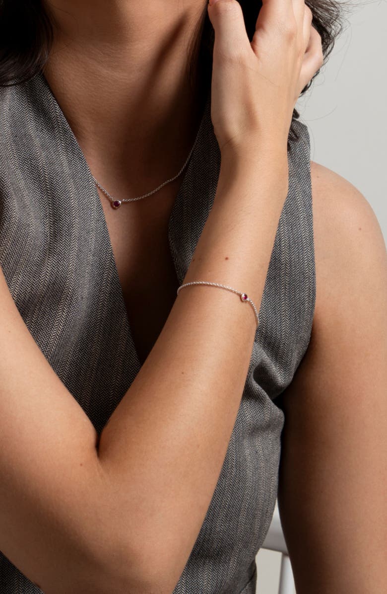 Dower & Hall Single Ruby Dewdrop Chain Bracelet, Alternate, color, Sterling Silver