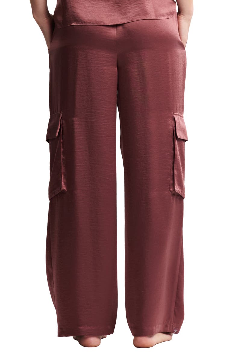 Barefoot Dreams<sup>®</sup> Liquid Satin Wide Leg Cargo Pants, Alternate, color, Canyon Rose