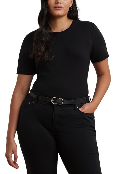 Judy Short Sleeve Stretch Cotton Top (Plus)