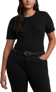 Lauren Ralph Lauren Judy Short Sleeve Stretch Cotton Top