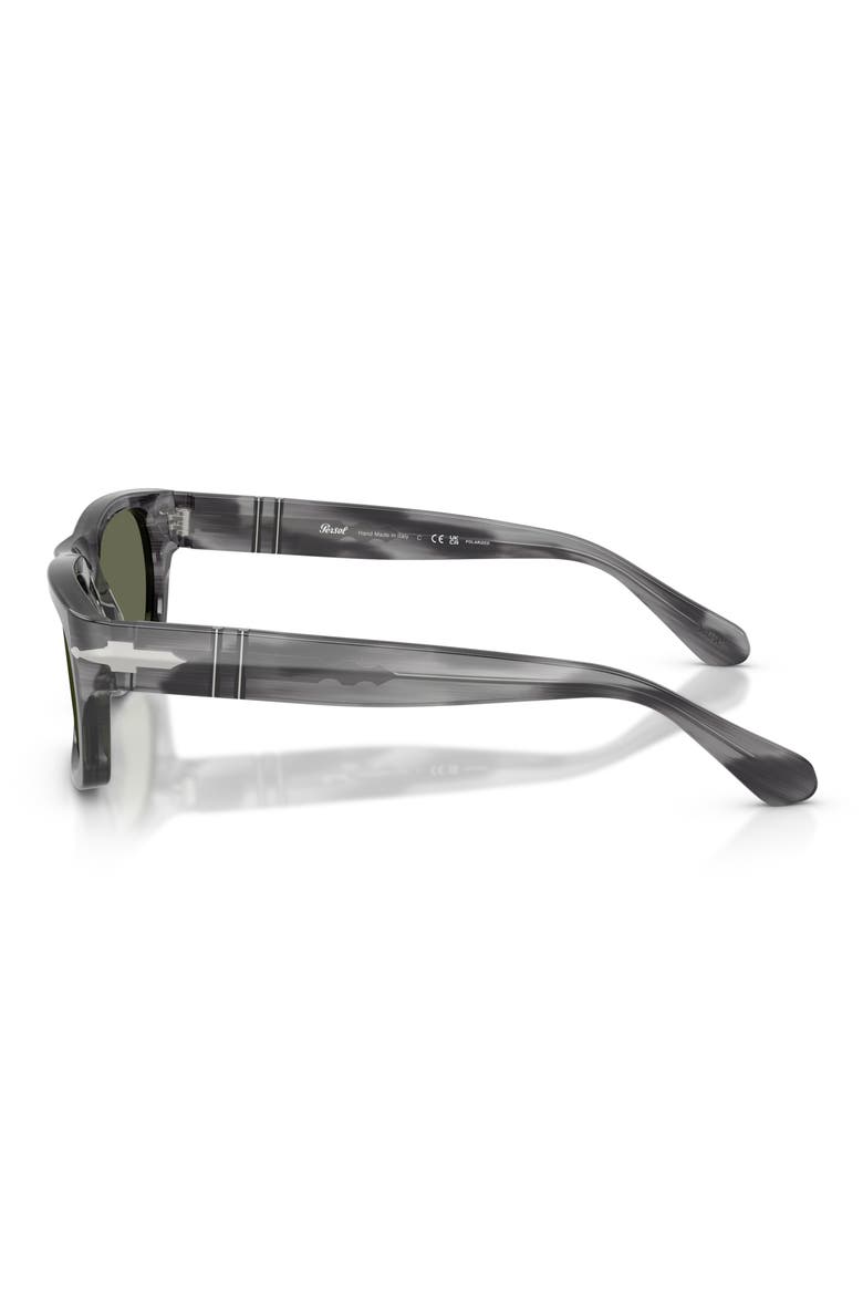 Gender Inclusive PO3398S 55mm Polarized Rectangular Sunglasses, Alternate, color, STRIPED GREY / GREEN POLAR
