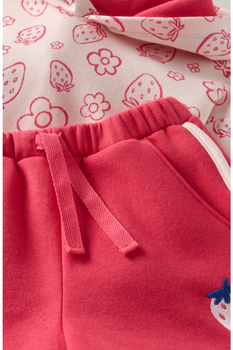 Kids' Cotton Blend Fleece Hoodie & Shorts Set, Alternate, color, PINK STRAWBERRY DOODLE- PINK
