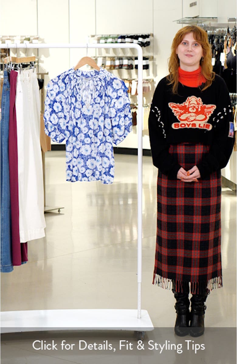 Paris Floral Puff Sleeve Top, sales video thumbnail