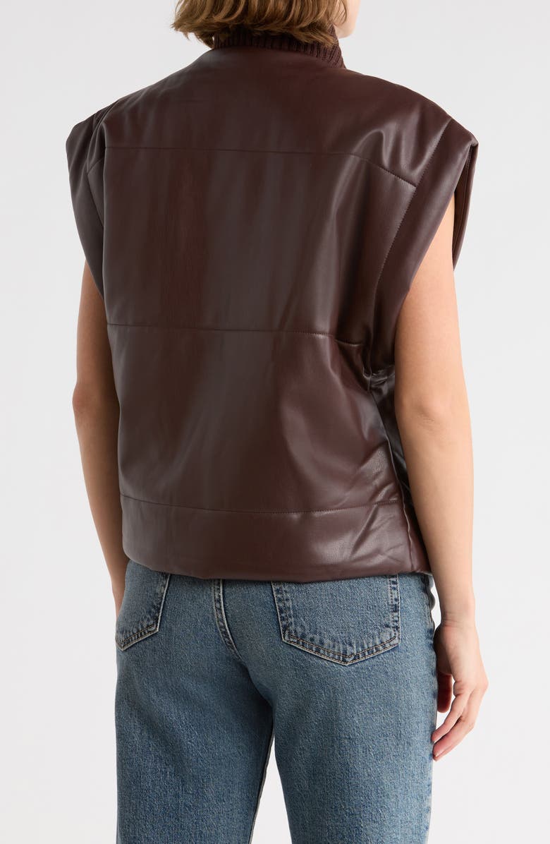 TRUTH Faux Leather Cap Sleeve Quilted Vest, Alternate, color, Brown