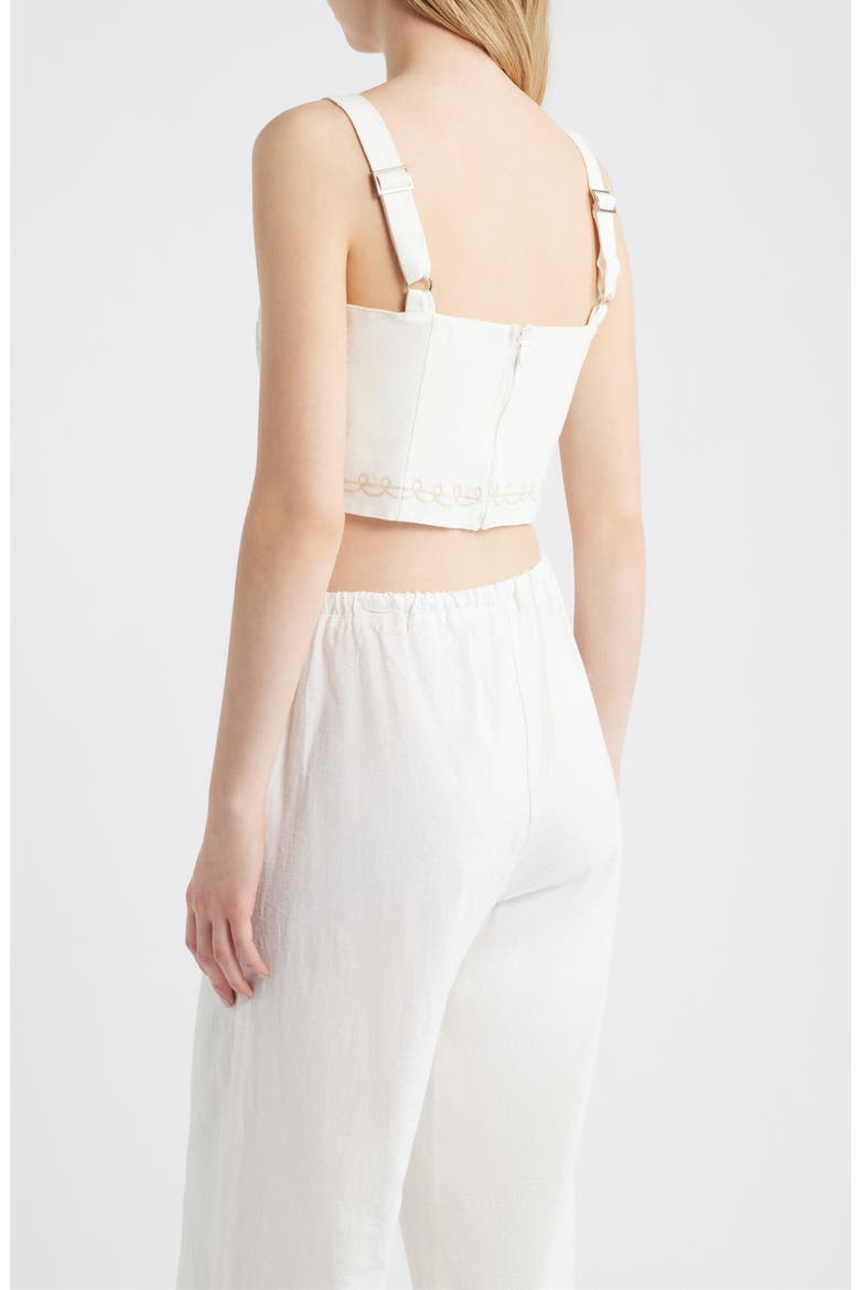 Lyra Embroidered Cotton Crop Top, Alternate, color, OFF WHITE