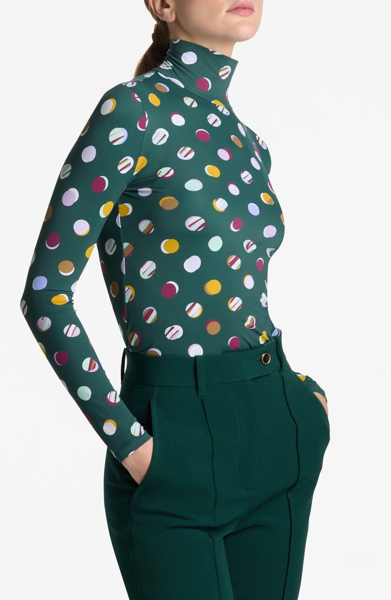 St. John Collection Nuda Collage Dot Turtleneck Top, Alternate, color, 