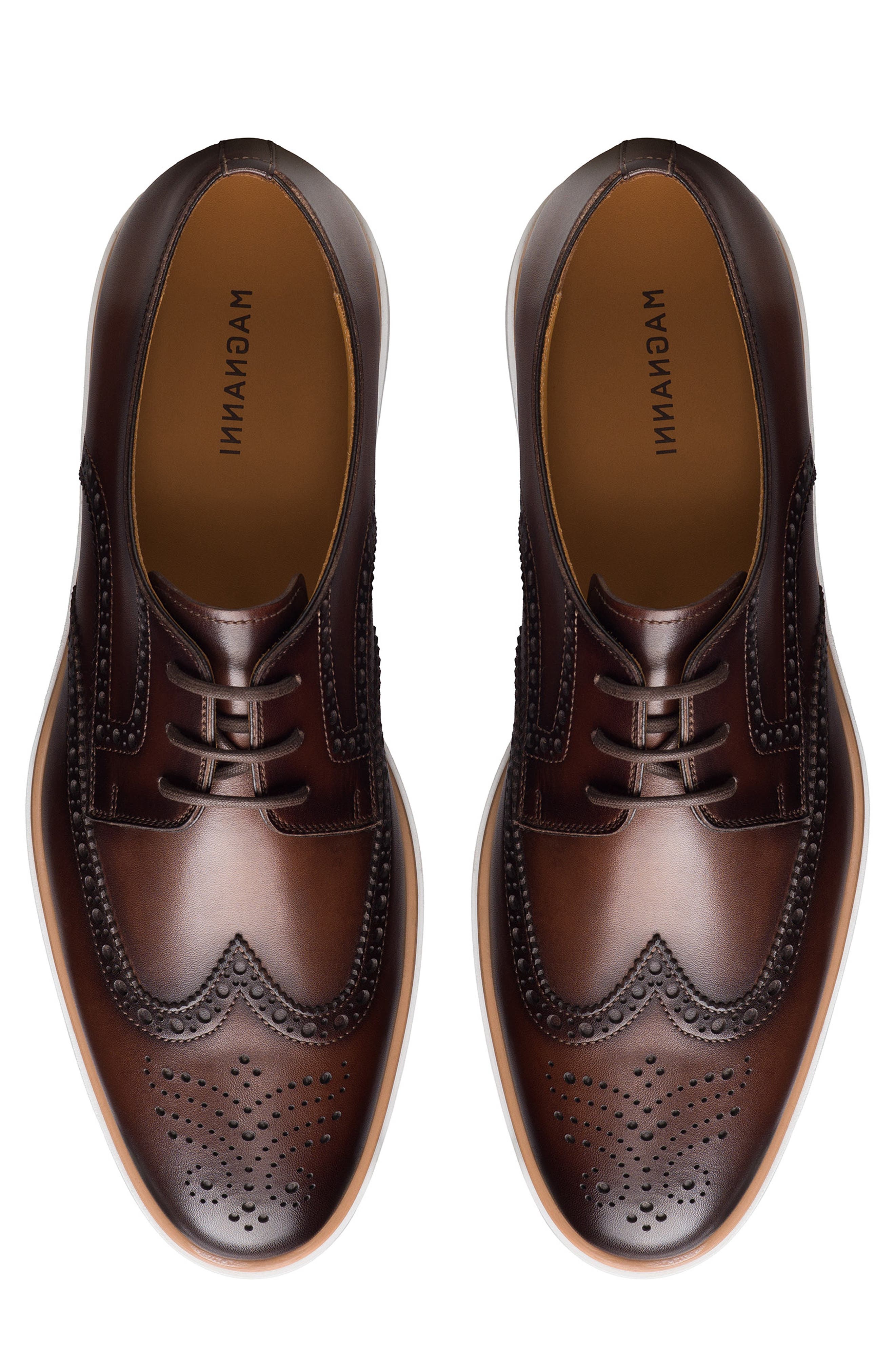 Magnanni Leonel Sneaker Sole Wingtip Derby, Alternate, color, Brown