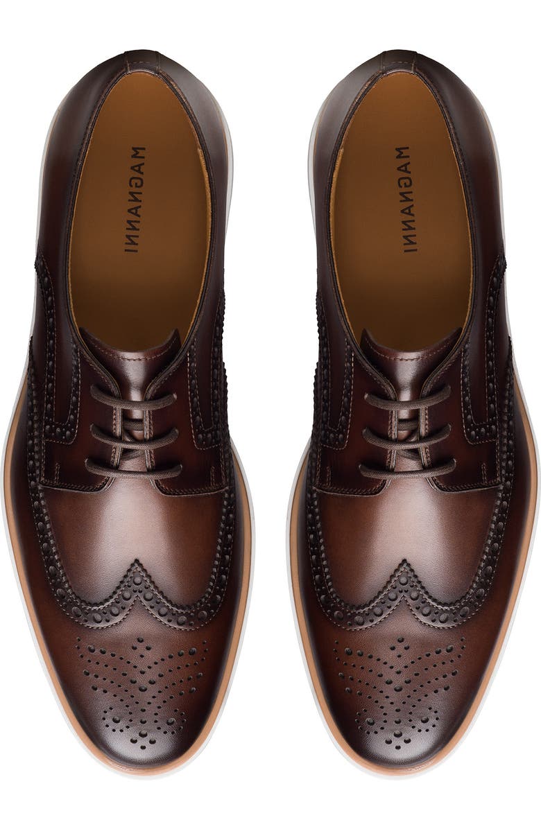 Magnanni Leonel Sneaker Sole Wingtip Derby, Alternate, color, Brown