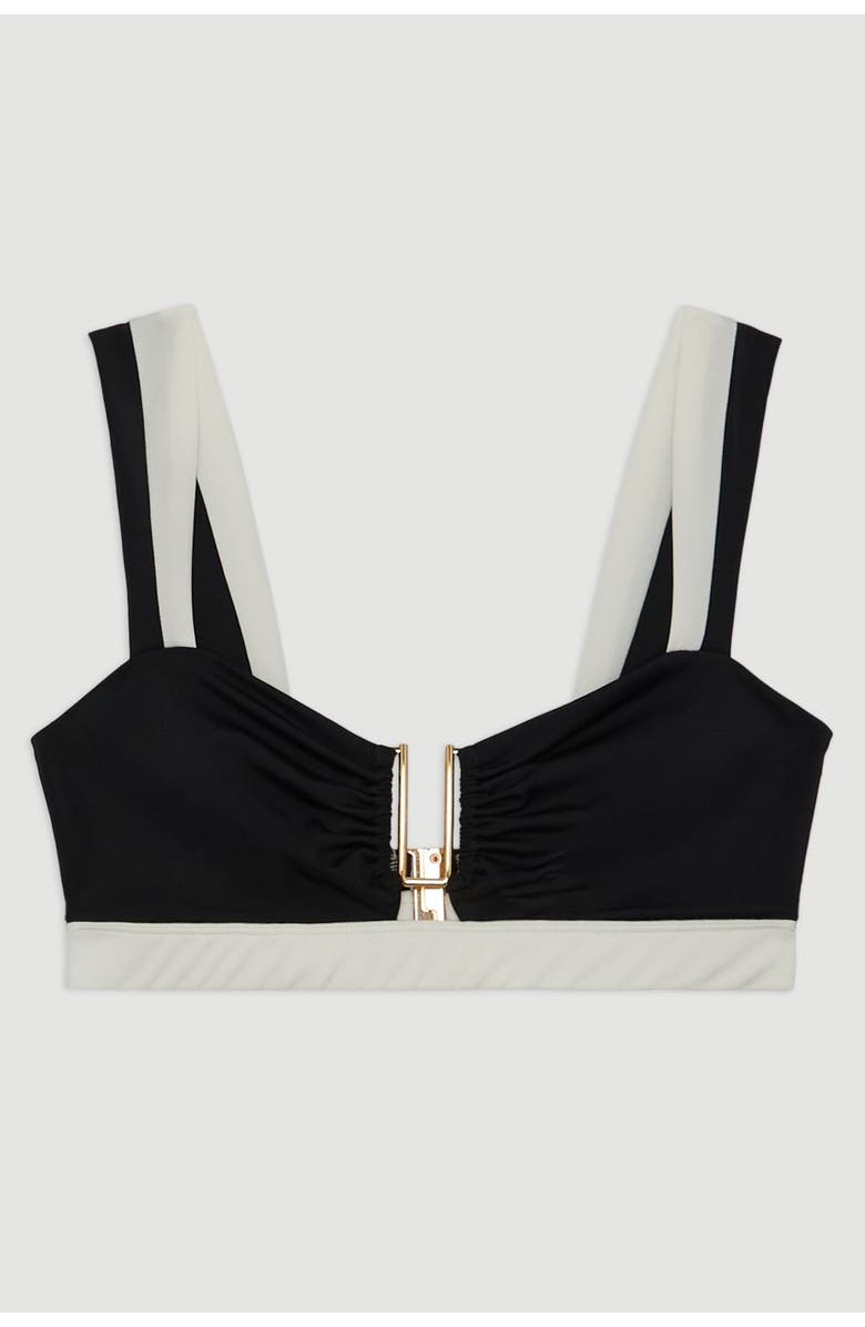Karen Millen Trim Detail Detachable Strap Bikini Top, Alternate, color, Black